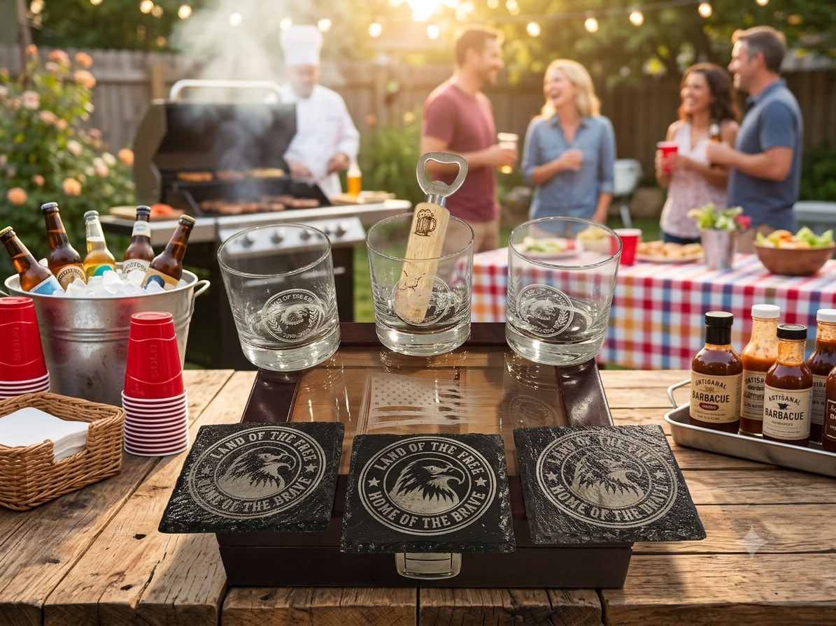 Old Fashion Glass Set & Slate Coasters