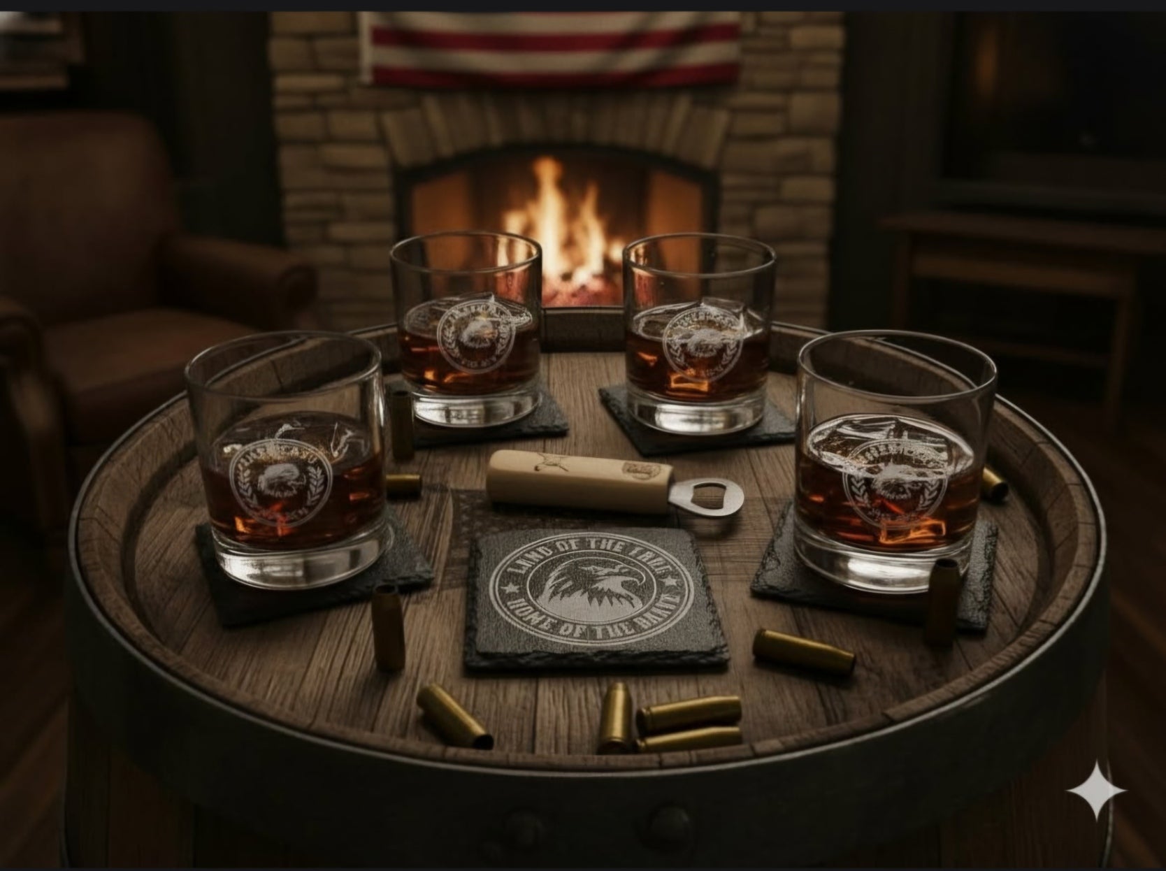 Personalized Old-Fashioned Glass & Slate Coasters