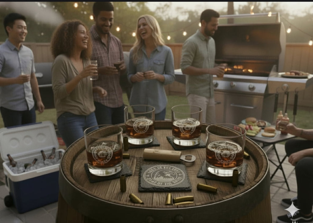 Personalized Old-Fashioned Glass & Slate Coasters